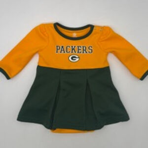 GREEN BAY PACKETS NFL Team Apparel Cheerleader Dress 6-9M Gold Green